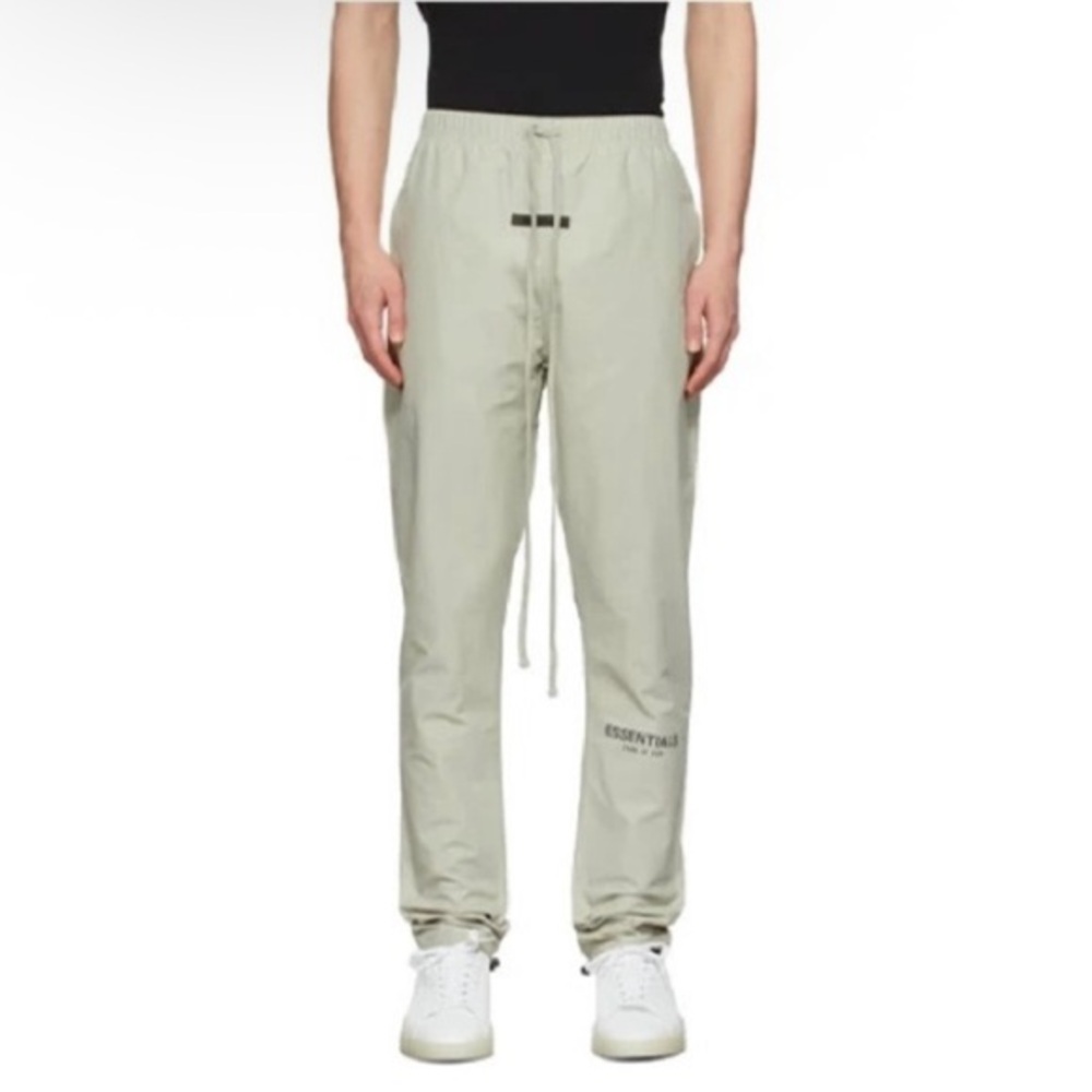 Like New FEAR OF GOD Essentials Cotton/Nylon Track Pants Lightweight Light Green